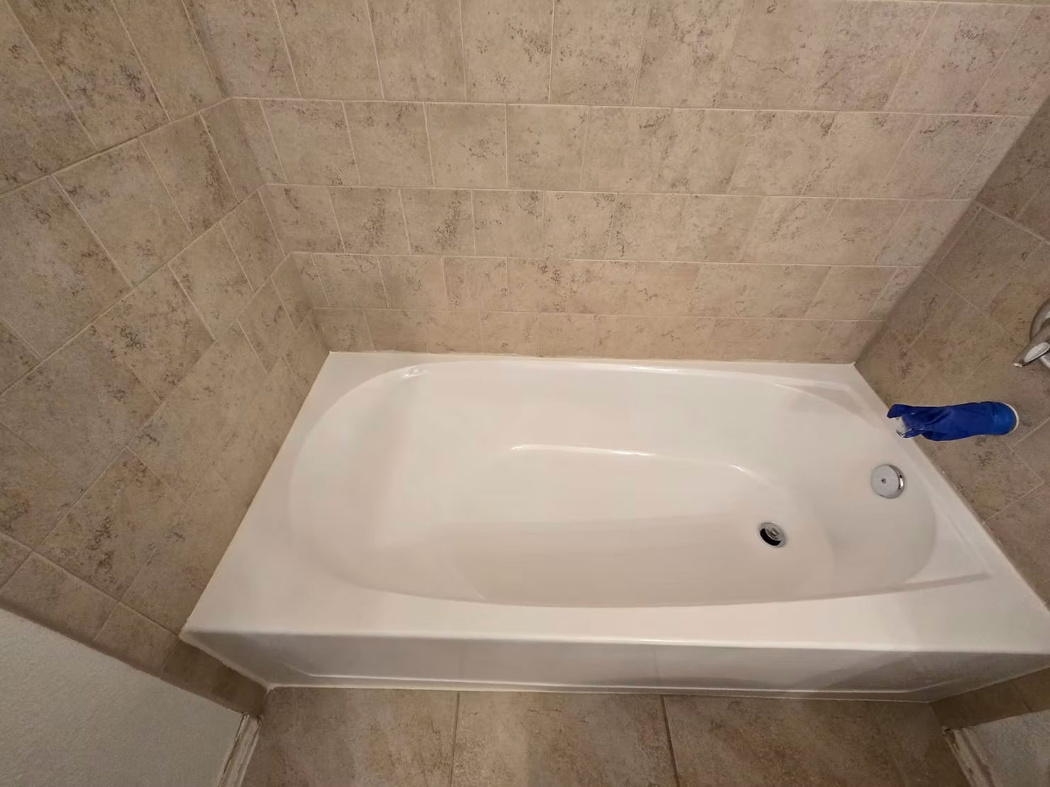 Freshly refinished bathtub surface