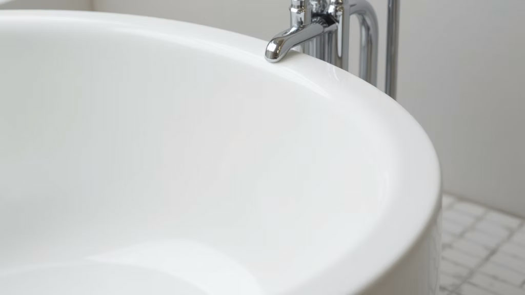 Freshly refinished bathtub surface