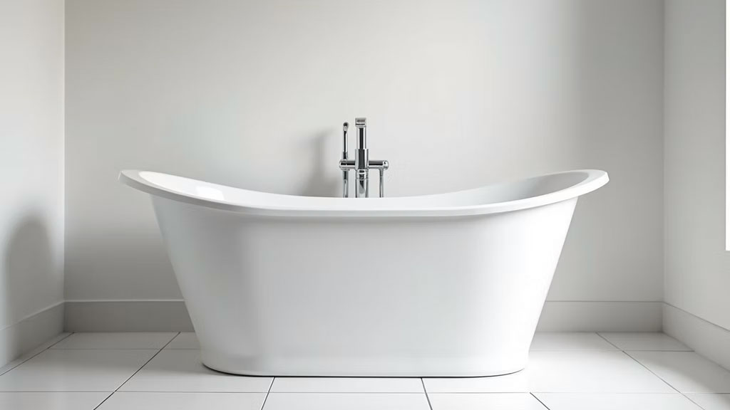 Freshly refinished bathtub with clean white finish