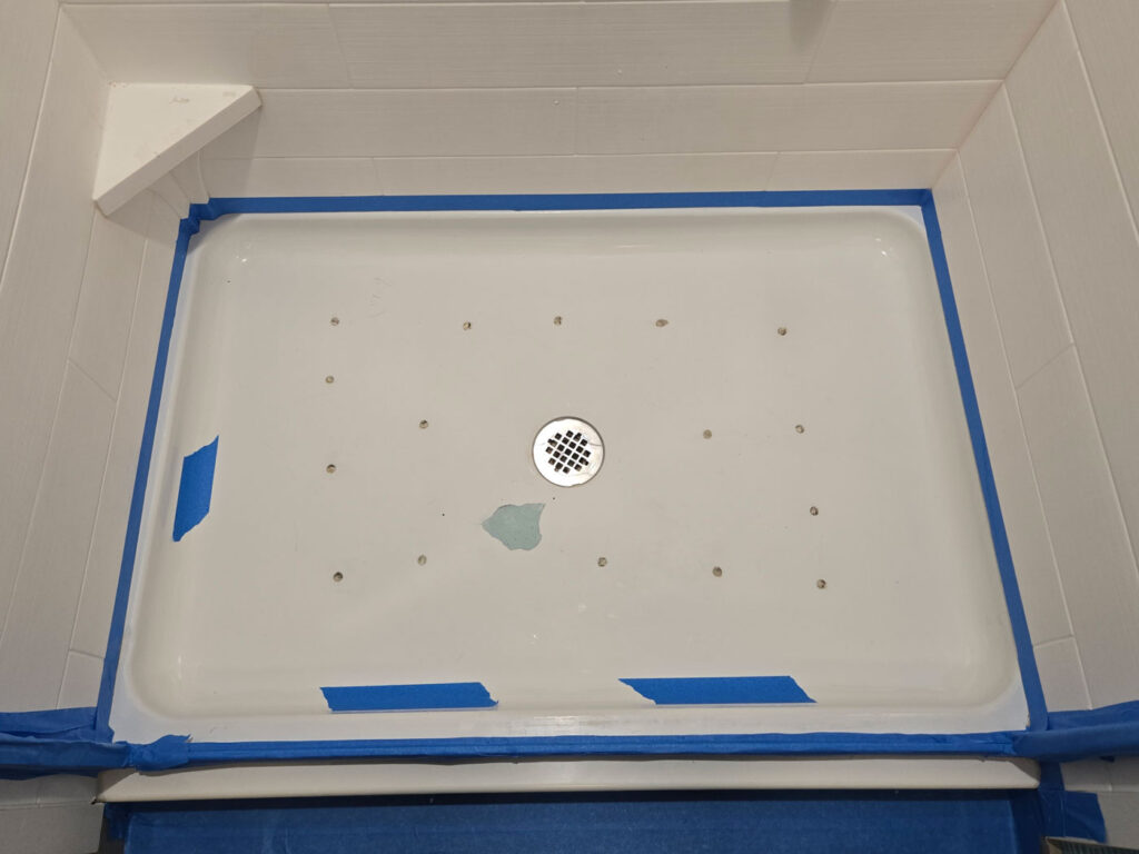 Shower pan filling