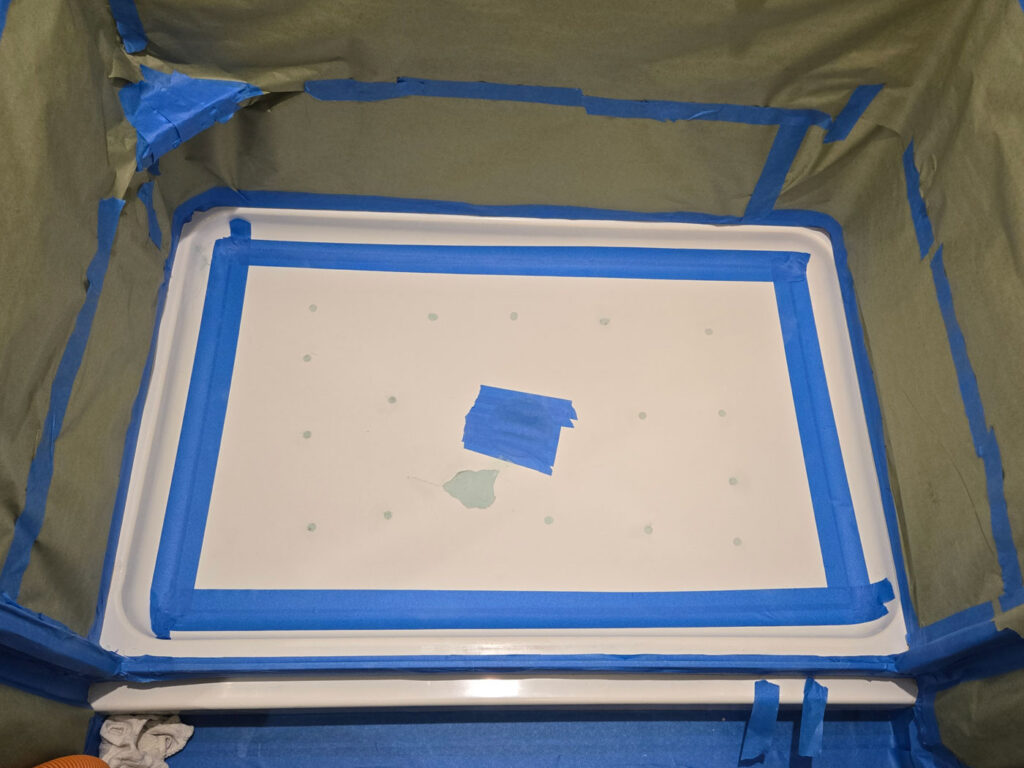 Shower pan masked
